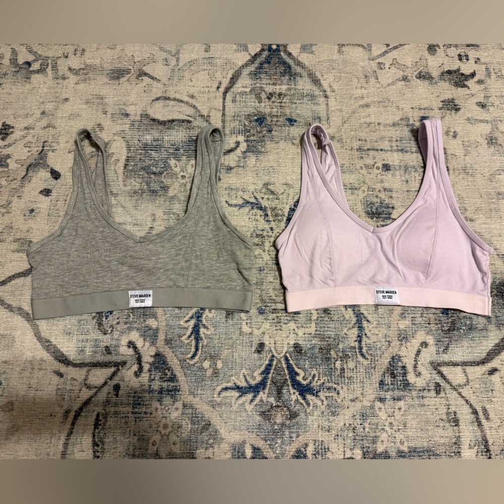 Steve Madden Women's Gray and Pink Bralette Set